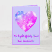 2枚の写真のバレンタインデー輝くハートの愛の詩を追加 カード (正面)