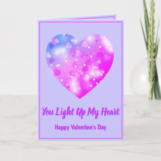 2枚の写真のバレンタインデー輝くハートの愛の詩を追加 カード (正面)