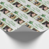 2枚の写真のパーソナライズされたクリスマス ラッピングペーパー (角)