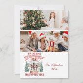 2枚の写真のピンクのくるみ割り人形クリスマスの不思議な世界のグローブ シーズンカード (正面)