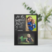 2枚の写真の中で、チャルクボードが最も幸せな季節 ポストカード (スタンド正面)