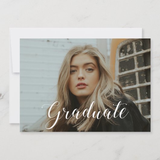 2枚の写真の卒シンプル業表エレガント示 招待状 (裏面)