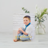 2枚の写真の卒業のスクリプト 箔招待状ポストカード (立ち正面)