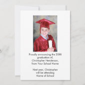 2枚の写真の卒業発表のスクリプト 招待状 (裏面)