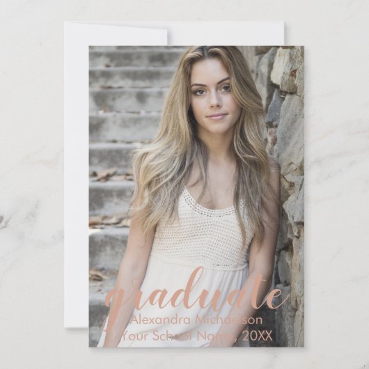 2枚の写真の卒業発表のスクリプト 招待状 (正面)