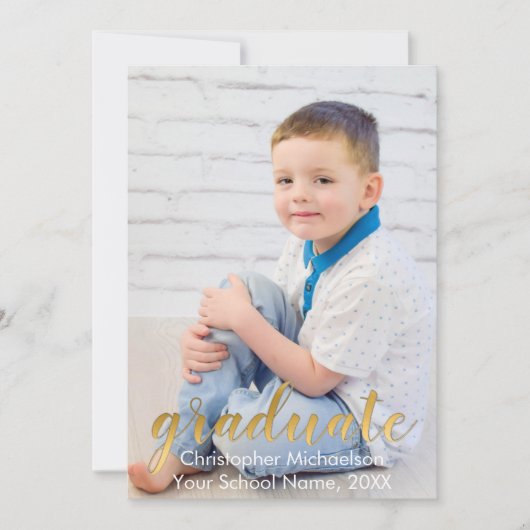 2枚の写真の卒業発表のスクリプト 招待状 (正面)