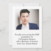 2枚の写真の卒業発表のスクリプト 招待状 (裏面)