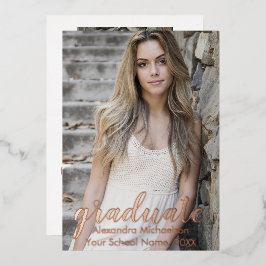 2枚の写真の卒業発表のスクリプト 箔招待状