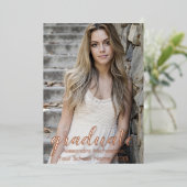 2枚の写真の卒業発表のスクリプト 箔招待状 (立ち正面)