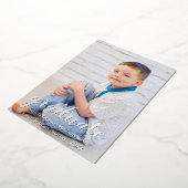 2枚の写真の卒業発表のスクリプト 箔招待状 (回転した状態)