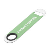 2枚の写真の名前イニシャル白い緑 スピード栓抜き (正面アングル)