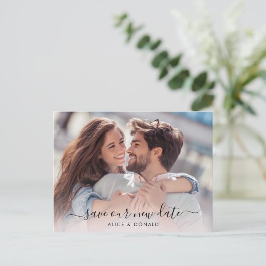 2枚の写真の変更日結婚付の作成 ポストカード (スタンド正面)