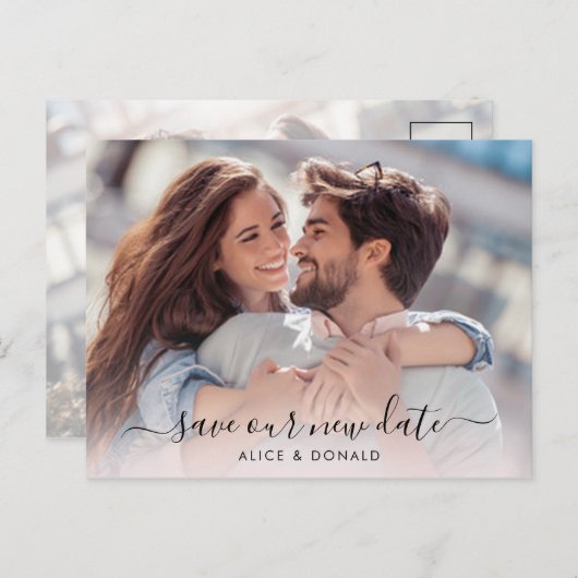 2枚の写真の変更日結婚付の作成 ポストカード (正面/裏面)