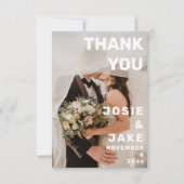 2枚の写真の大きはっきりしたさと結婚サンキューカード 招待状 (正面)