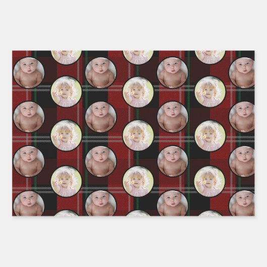 2枚の写真の家族の写真のクリスマス ラッピングペーパーシート (正面2)