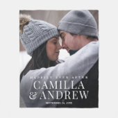 2枚の写真の後で幸せに フリースブランケット (正面)