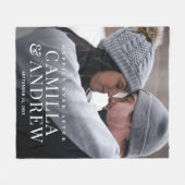 2枚の写真の後で幸せに フリースブランケット (正面(横))