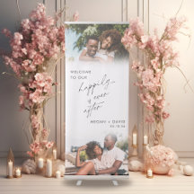 2枚の写真の後で私たちの幸せな生活へようこそ結婚