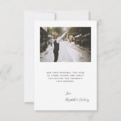 2枚の写真の結婚式 グレー手書きスクリプト サンキューカード (裏面)
