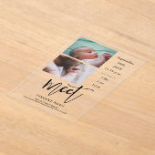 2枚の写真の誕生発表アクリルカード アクリル招待状 (レイダウン)