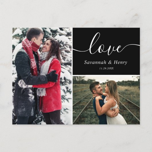 2枚の写真をコラージュ 黒ラブスクリプト ポストカード (正面)