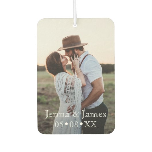 2枚の写真をパーソナライズユニーク記念日 カーエアーフレッシュナー (正面)