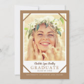 2枚の写真を使ったモダンでミニマルな卒業お知らせカード 招待状 (正面)