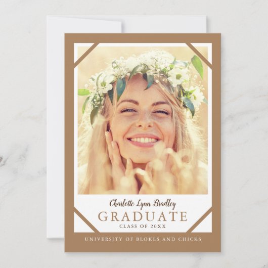 2枚の写真を使ったモダンでミニマルな卒業お知らせカード 招待状 (正面)