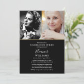 2枚の写真を使った人生の祝い・追悼式の招待状 招待状 (スタンド正面)