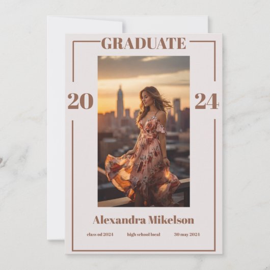 2枚の写真を大学院写真卒業の発表 招待状 (正面)