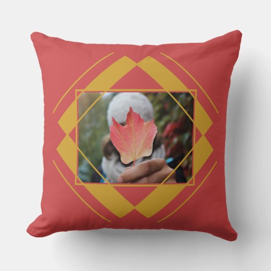 2枚の写真を幾何学的パターン装飾用クッション クッション (正面)