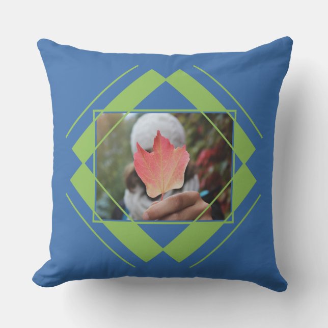 2枚の写真を幾何学的パターン装飾用クッション クッション (正面)