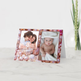 2枚の写真を追加 美しいオーナメント ホリデーカード