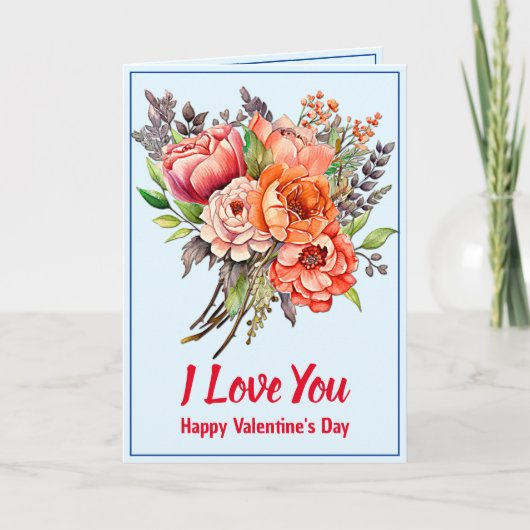 2枚の写真を追加， Blue Valentine Day with Love Poyte カード (正面)