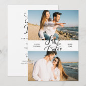 2枚の写真を飾ったモダンスクリプトのSave the Date 招待状 (正面/裏面)