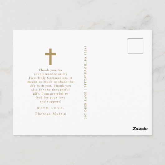 2枚の写真を飾った初めての聖体拝領 感謝カード ポストカード (裏面)