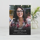 2枚の写真を飾る 現代的な卒業発表 招待状 (スタンド正面)