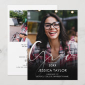 2枚の写真を飾る 現代的な卒業発表 招待状 (正面/裏面)