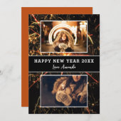 2枚の写真を飾る 花火と共に迎える新しい年おめでとう シーズンカード (正面/裏面)