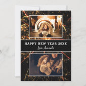 2枚の写真を飾る 花火 お正月 シーズンカード (正面)