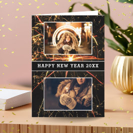 2枚の写真を飾る 花火 新年のご挨拶 2026 シーズンカード