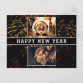 2枚の写真を飾る 花火 新年のご挨拶 2026 ポストカード (正面)