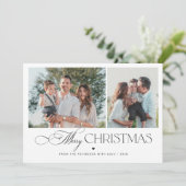 2枚の写真エレガントタイポグラフィ台本メリークリスマス シーズンカード (スタンド正面)