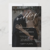 2枚の写真エレガントモダンオーバーレイ結婚スクリプト 招待状 (正面)