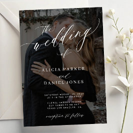 2枚の写真エレガントモダンオーバーレイ結婚スクリプト 招待状