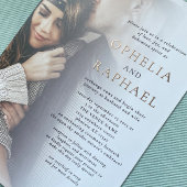 2枚の写真オーバーレイQRコードボヘミ結婚アン実在ズ 箔招待状