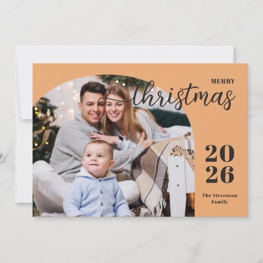 2枚の写真クリスマスアーチミニマモダンリスト シーズンカード (正面)