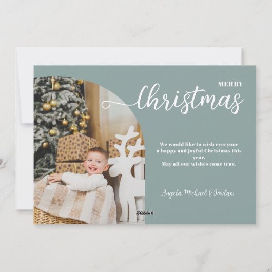 2枚の写真クリスマスアーチミニマモダンリスト シーズンカード (裏面)