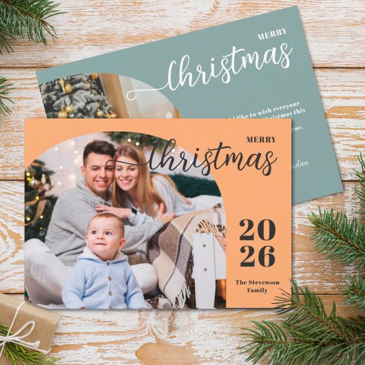 2枚の写真クリスマスアーチミニマモダンリスト シーズンカード