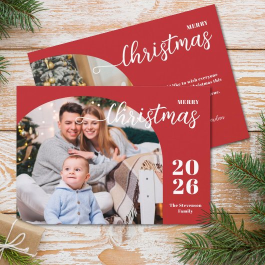 2枚の写真クリスマスアーチミニマモダンリスト シーズンカード